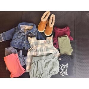 Lot of Baby Girls Clothing with pair of boots -NB-9 Months Pink, Blue, Green